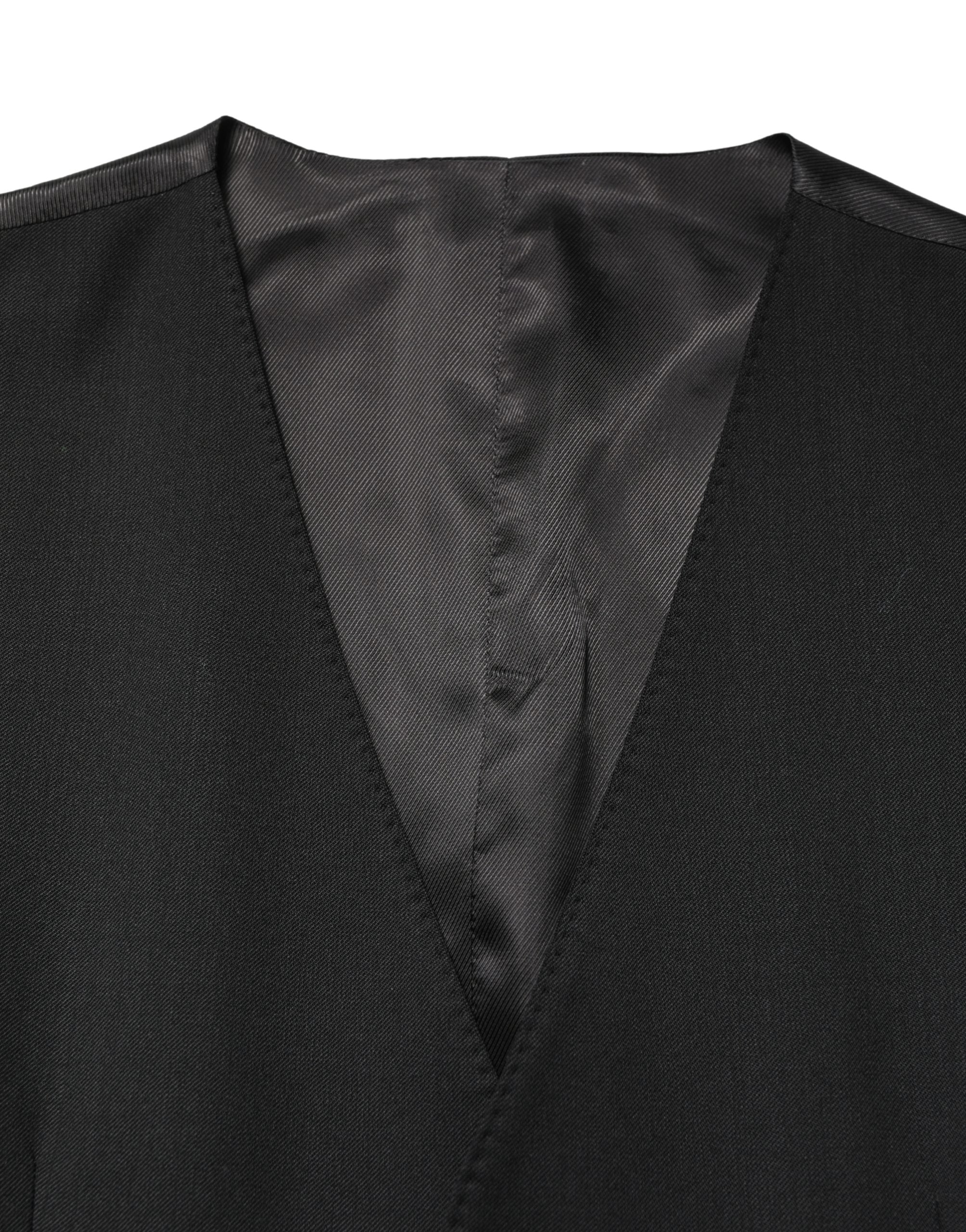 Dolce & Gabbana Schwarzer Woll-Weste für Herren mit Einreiher