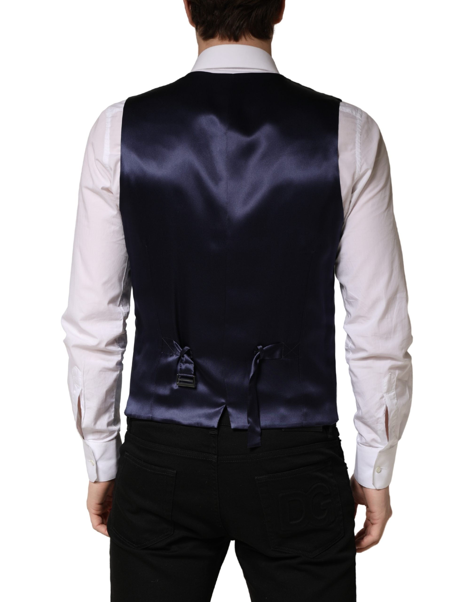 Dolce & Gabbana Graue Woll-Weste für Herren mit Einreiher