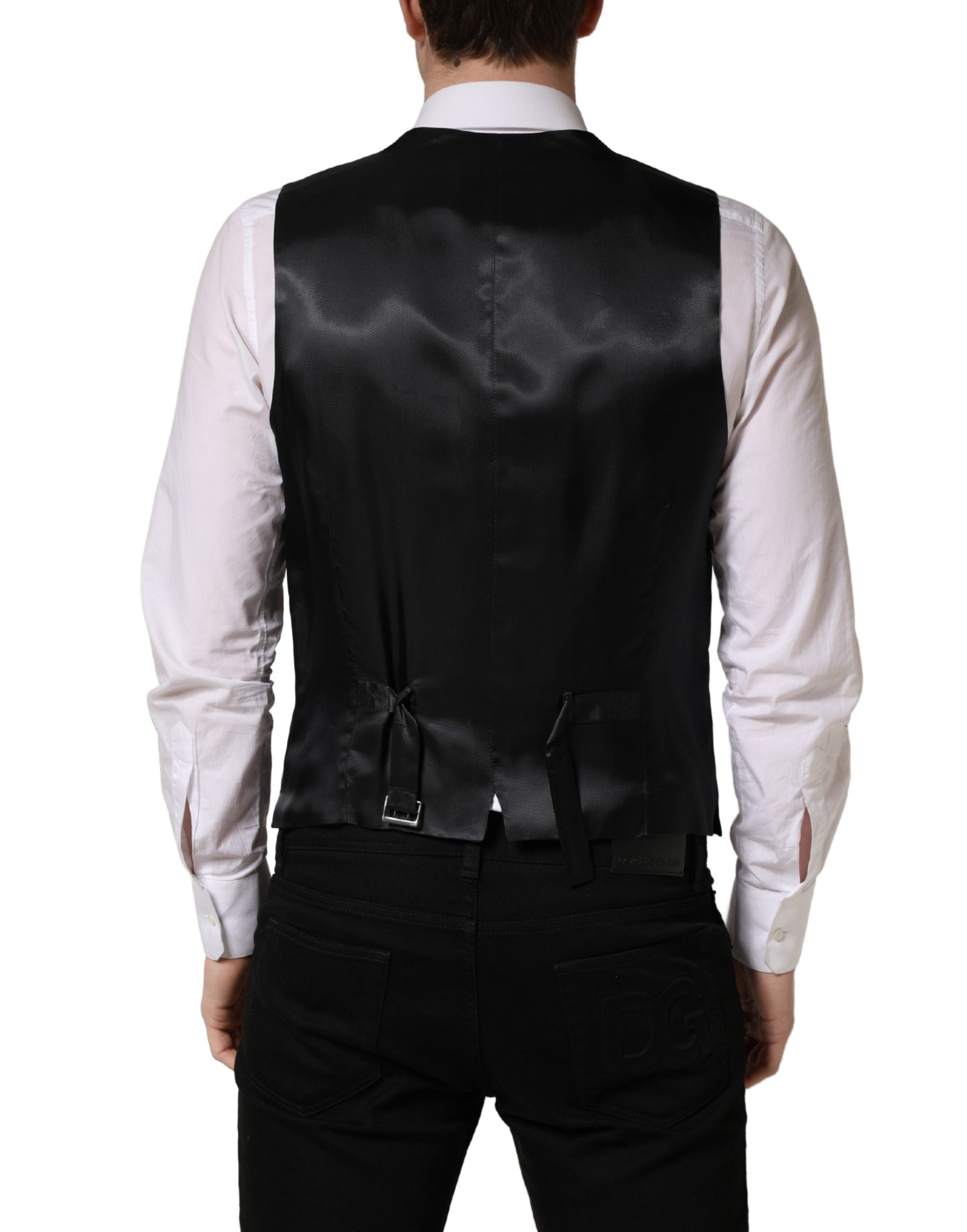 Dolce & Gabbana Schwarze Wollweste mit schmaler Passform