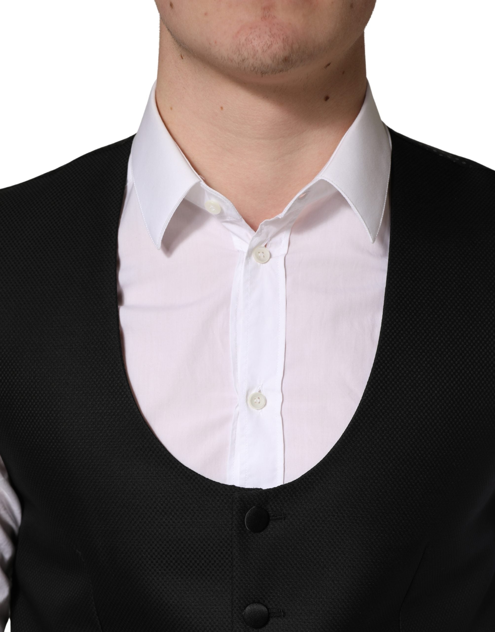 Dolce & Gabbana Schwarze Wollweste mit schmaler Passform
