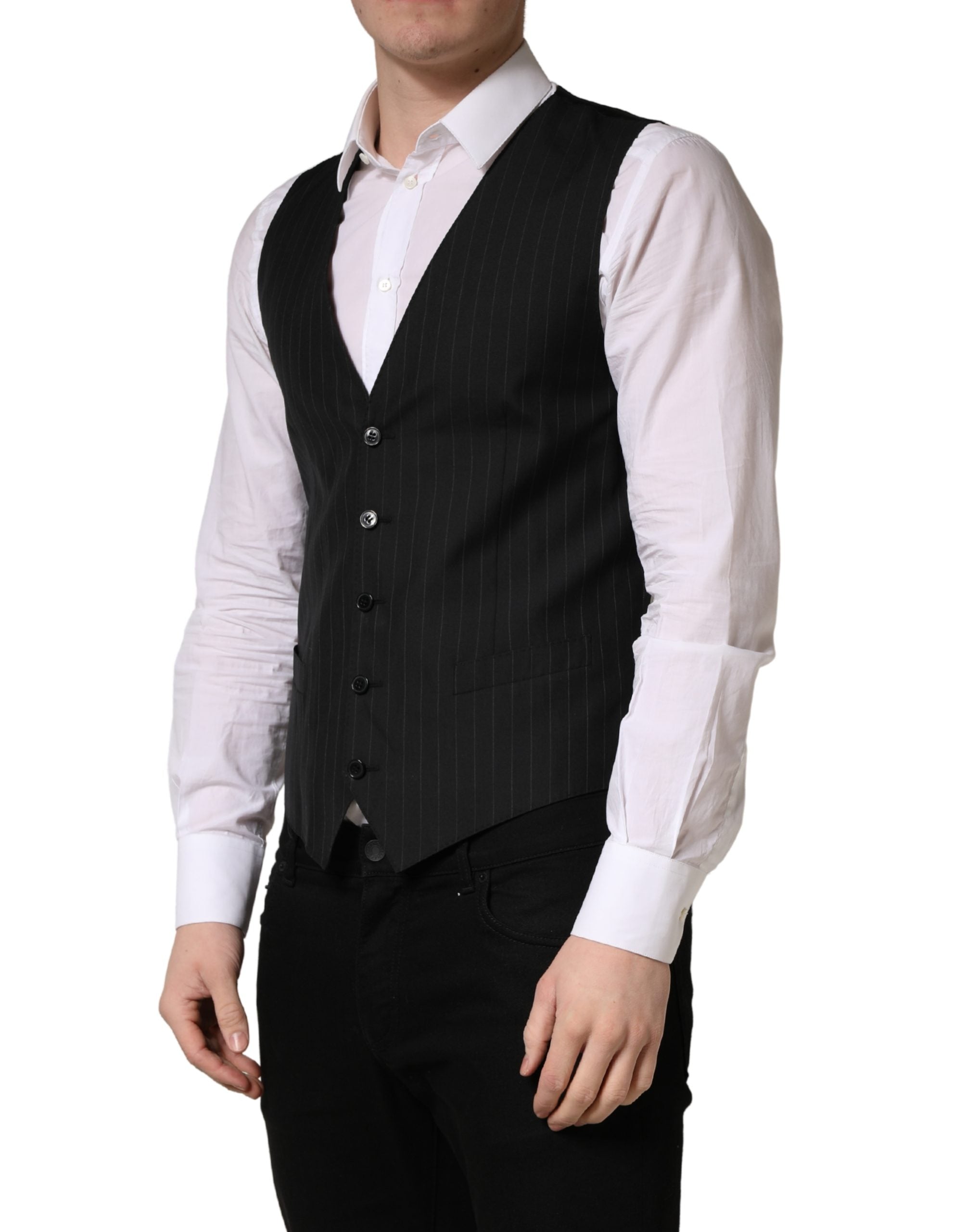 Dolce & Gabbana Schwarze Weste mit Streifen, einreihig
