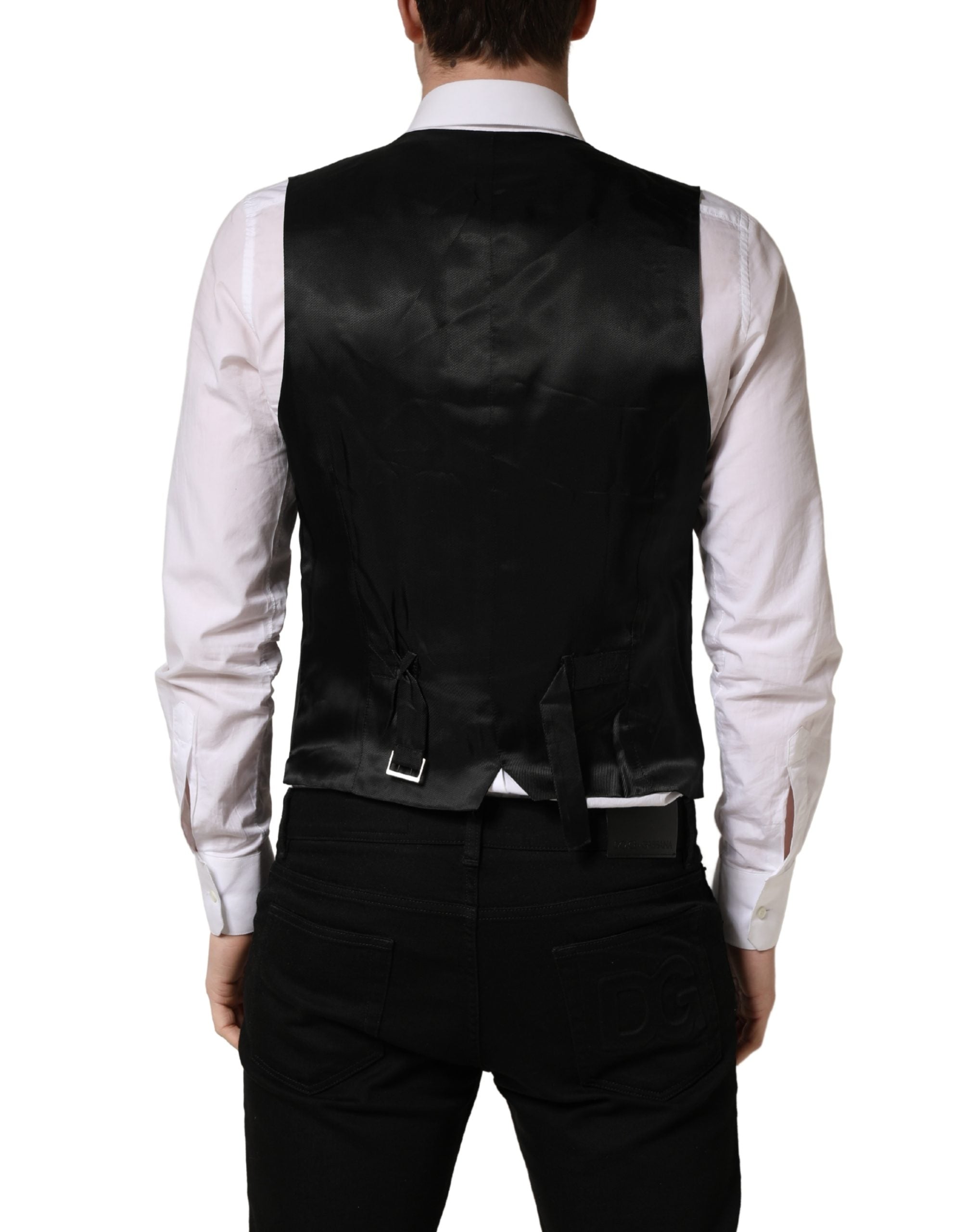 Dolce & Gabbana Schwarze Weste mit Streifen, einreihig