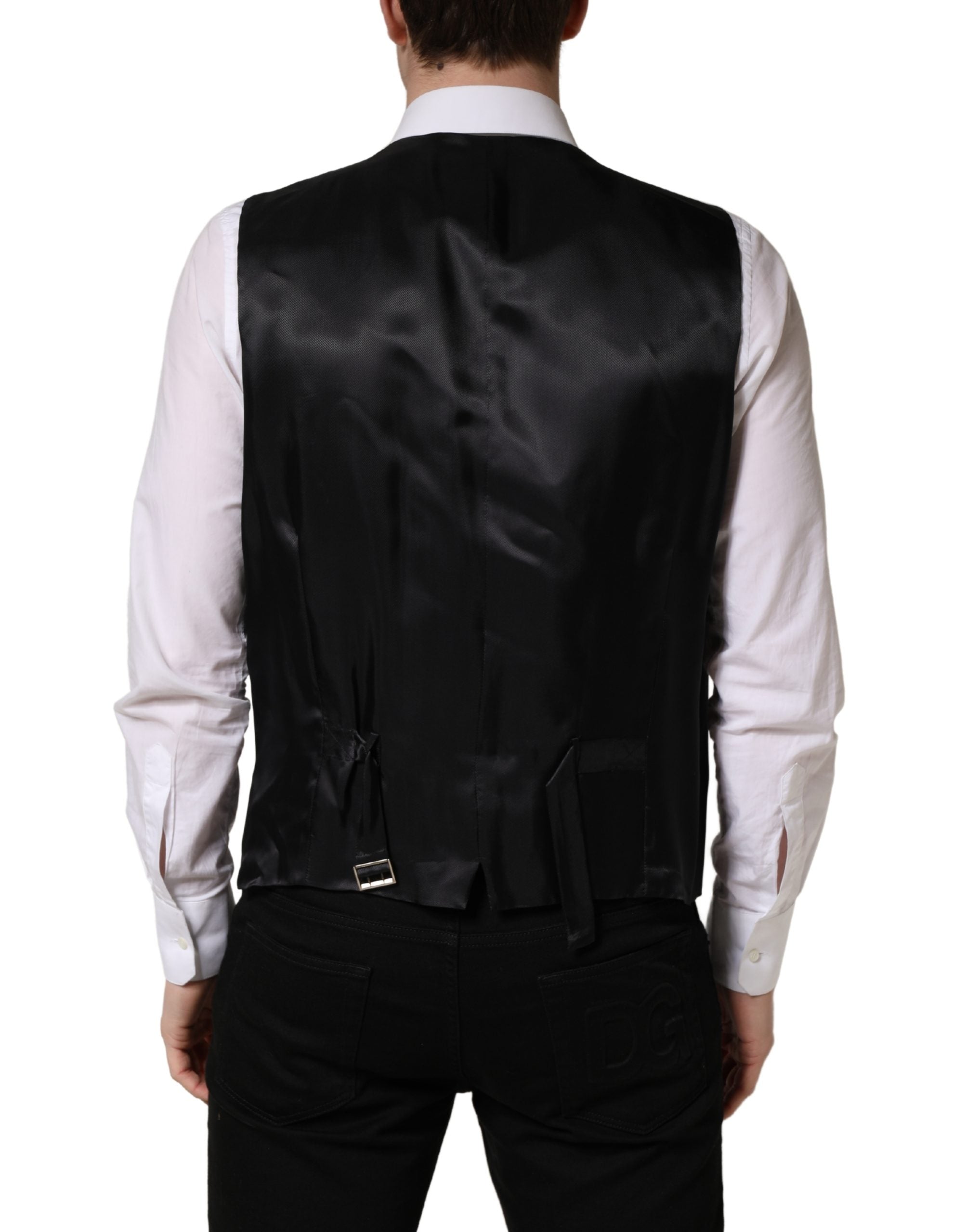 Dolce & Gabbana Schwarze Wollweste mit schmaler Passform