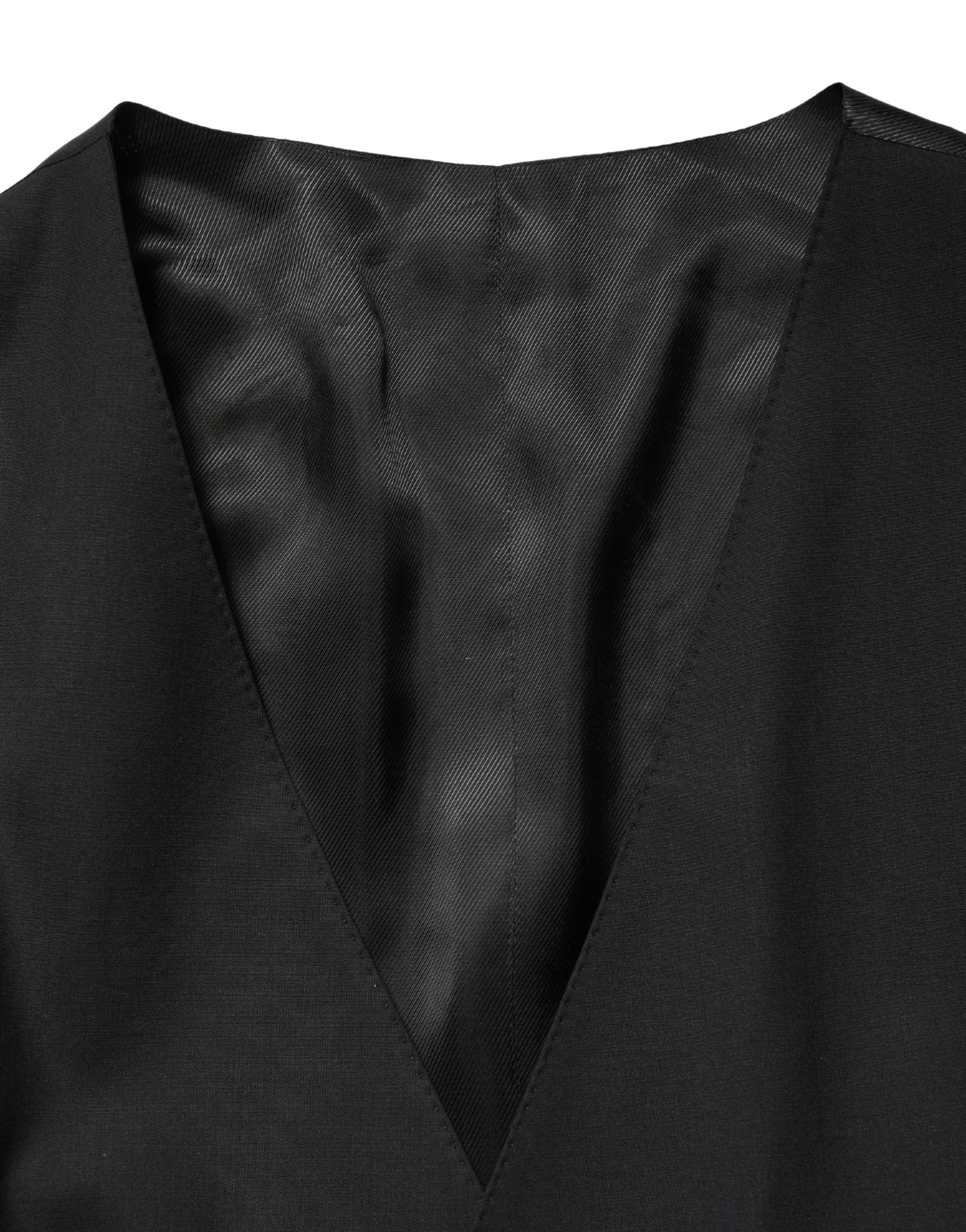 Dolce & Gabbana Schwarze Wollweste mit schmaler Passform