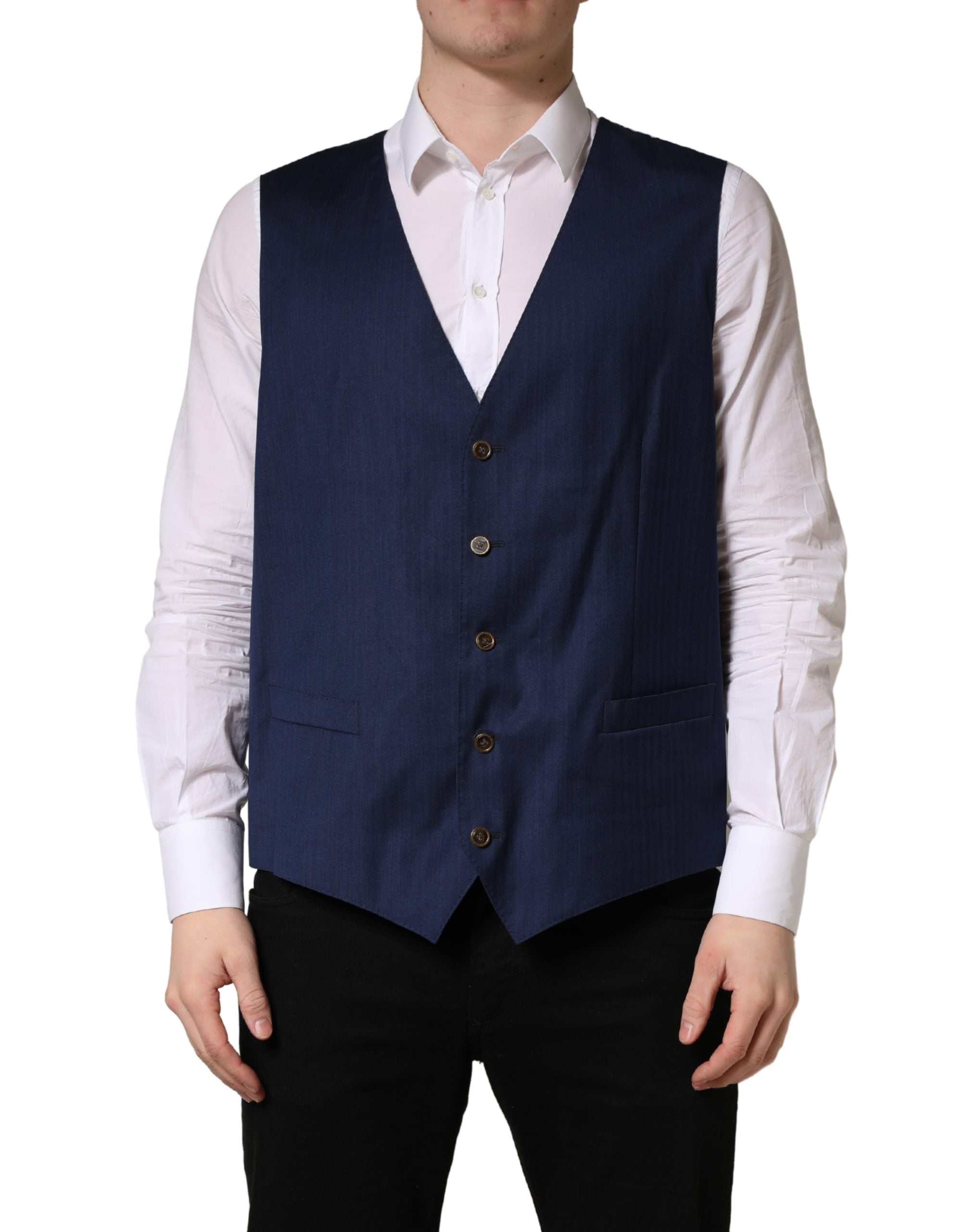 Dolce & Gabbana Marineblaue Wollweste für formelle Anlässe
