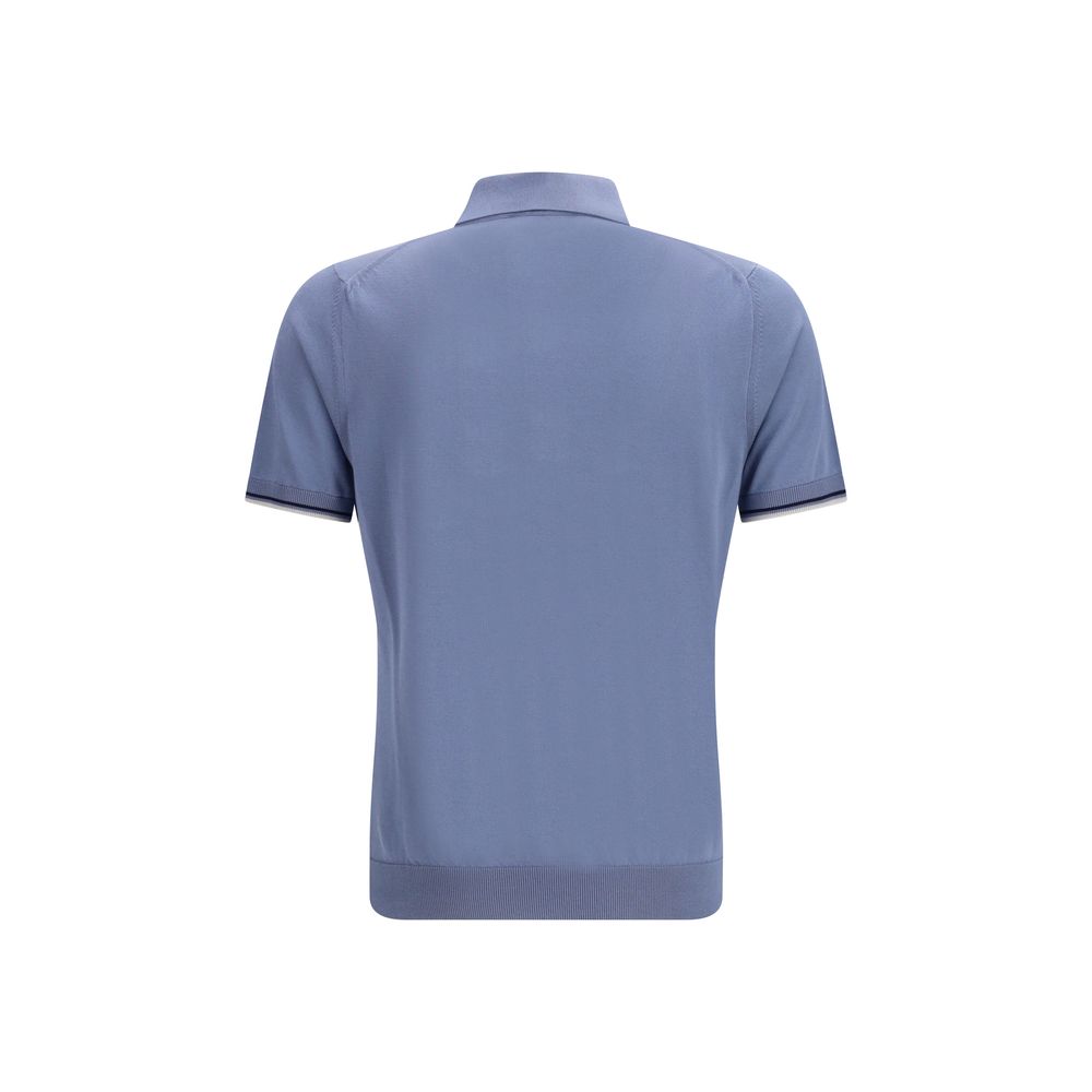 MooRER Blaues Baumwoll-Polohemd