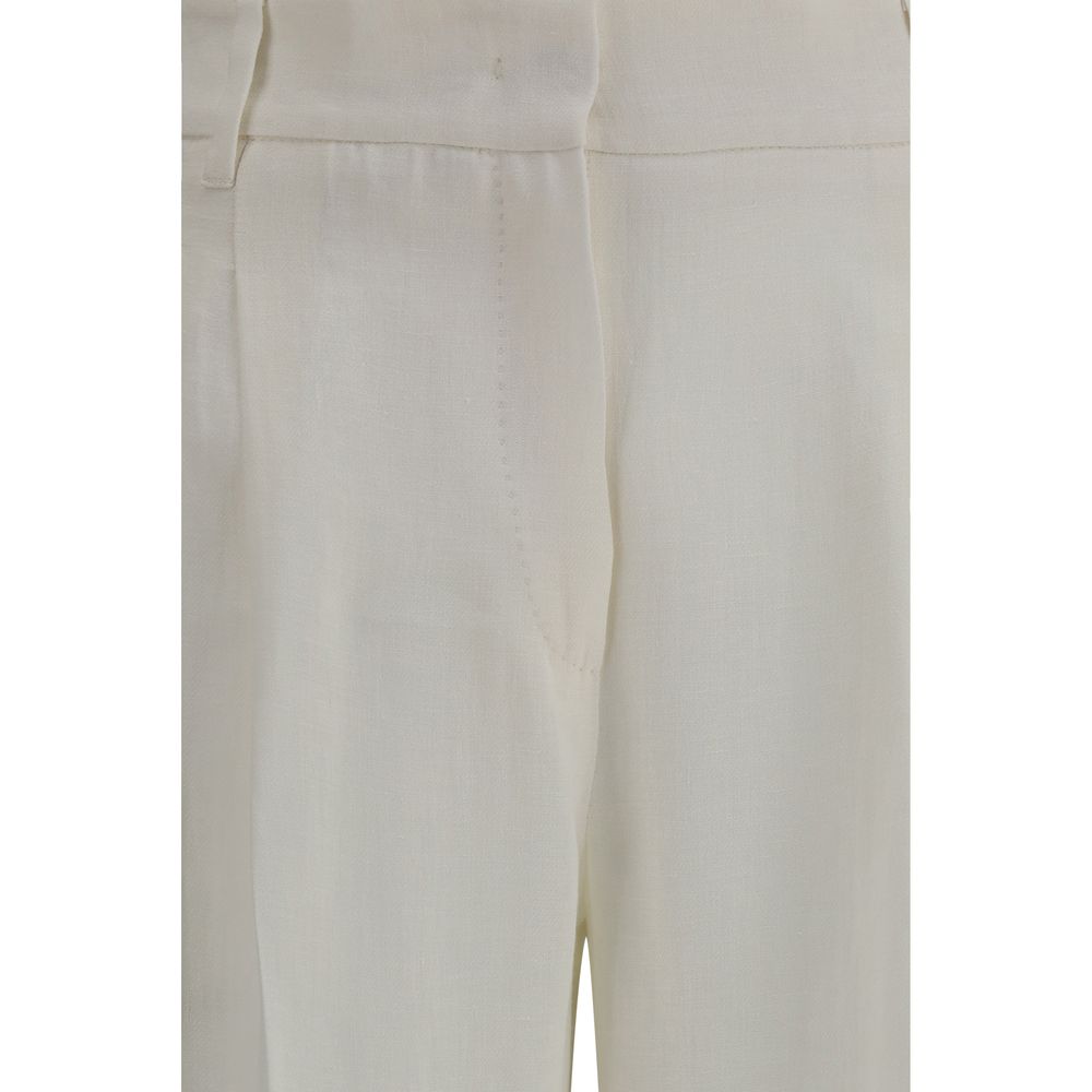 Max Mara Weiße Leinen-Freizeithose
