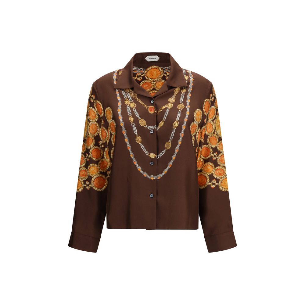Versace Hemd mit braunem Stoffmuster