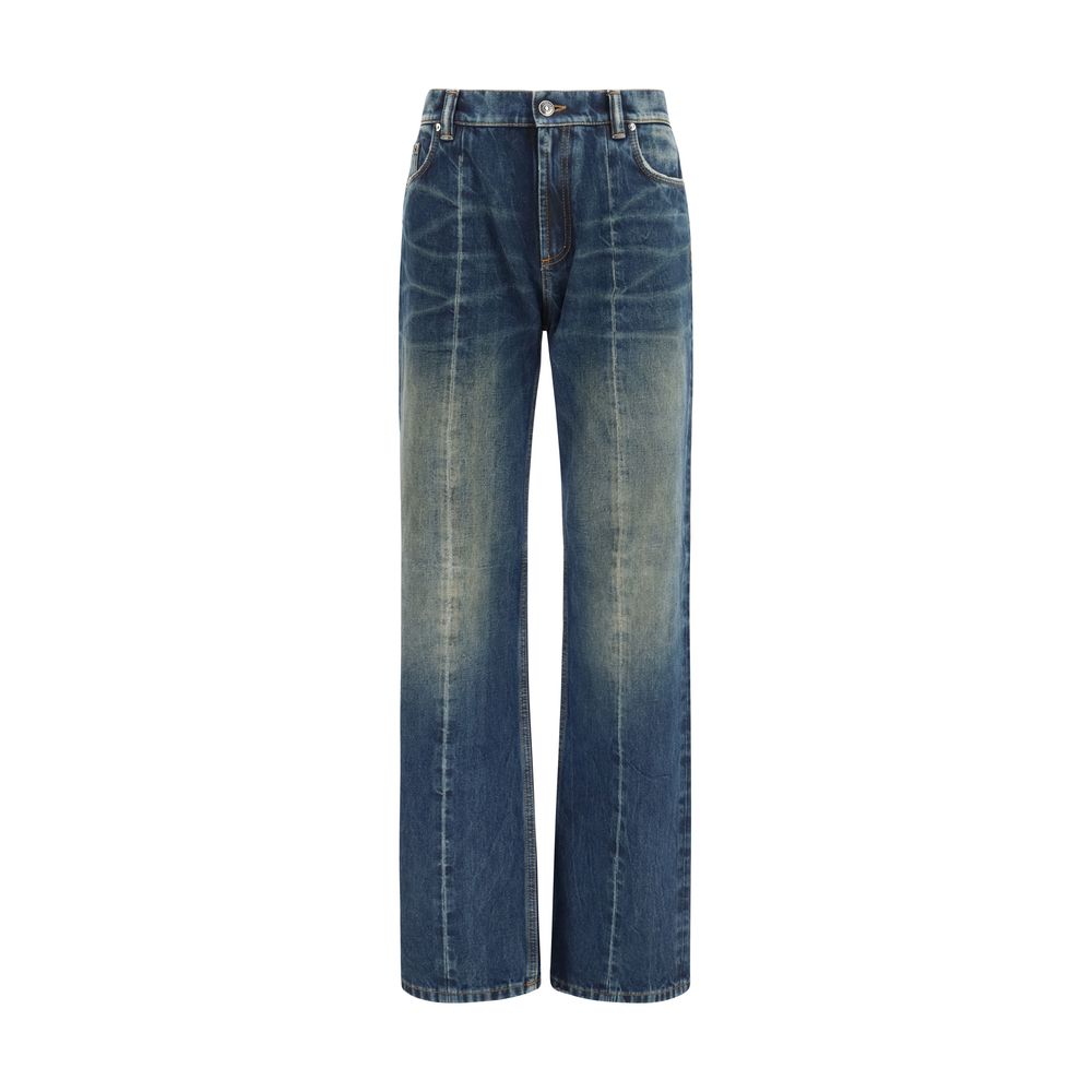 Versace Blaue Jeans aus Baumwolle im geraden Schnitt