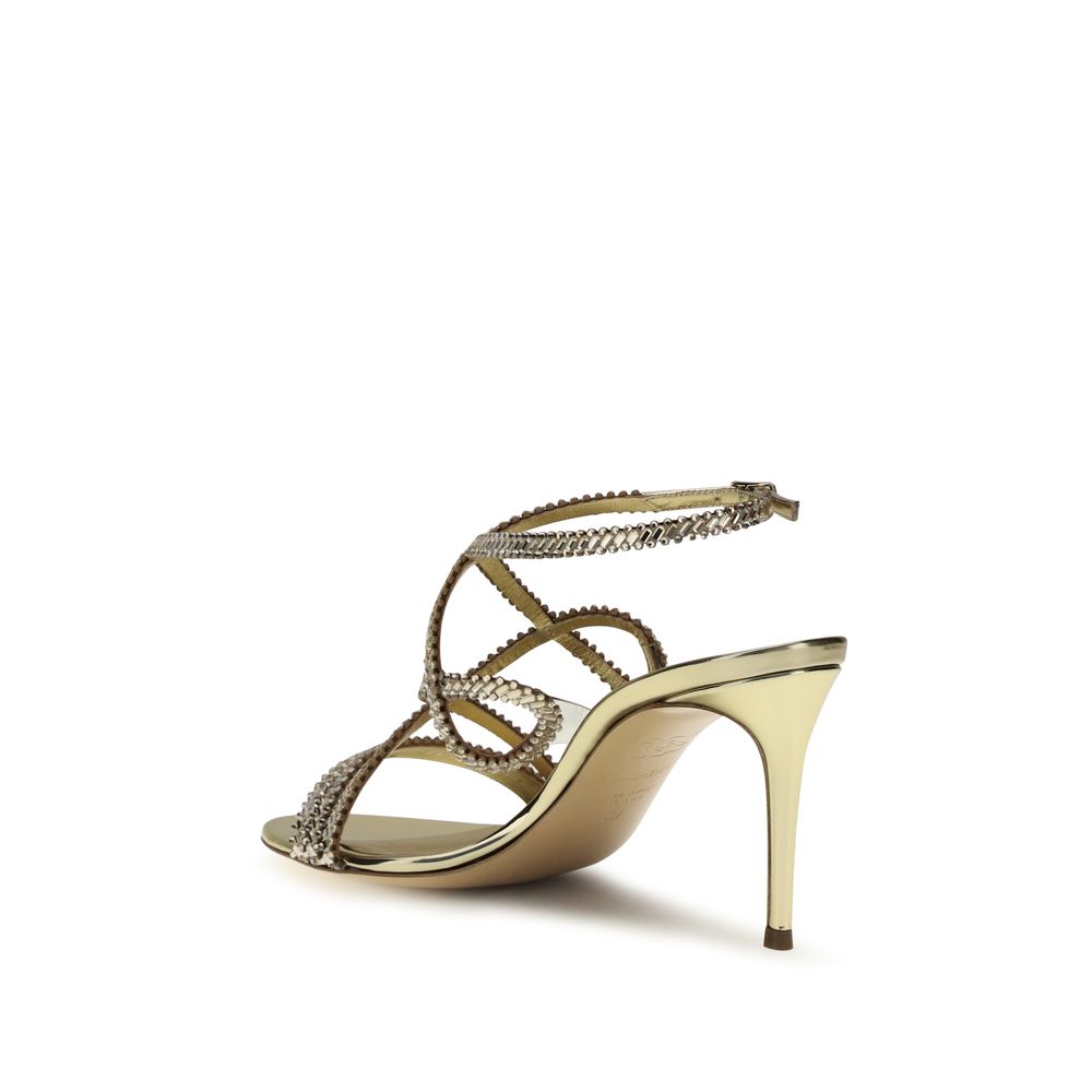 Casadei Sandale mit Stiletto-Absatz aus Kalbsleder Bos Taurus in Gold