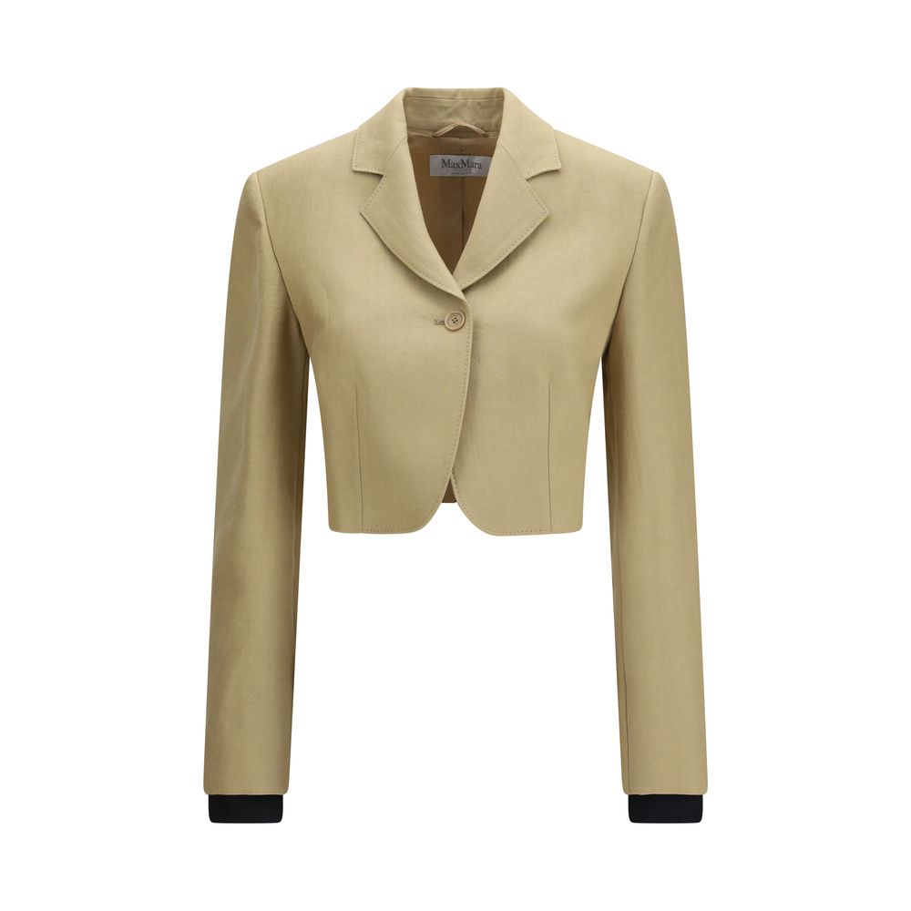 Max Mara Beige Leinen-Denimjacke