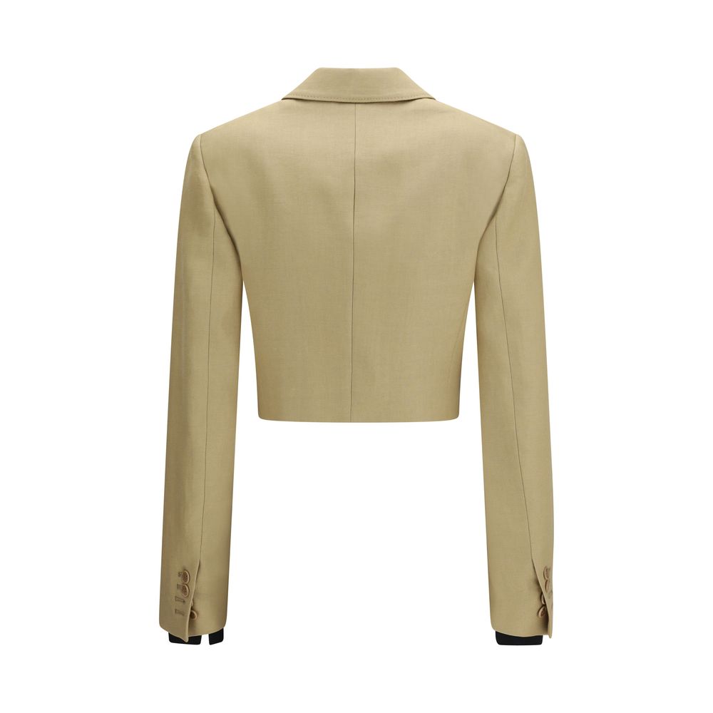 Max Mara Beige Leinen-Denimjacke