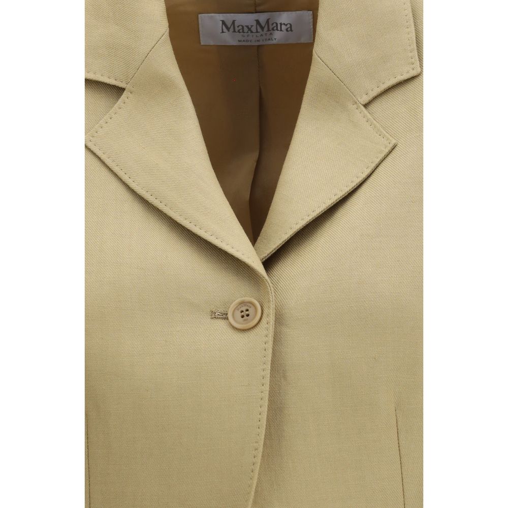 Max Mara Beige Leinen-Denimjacke