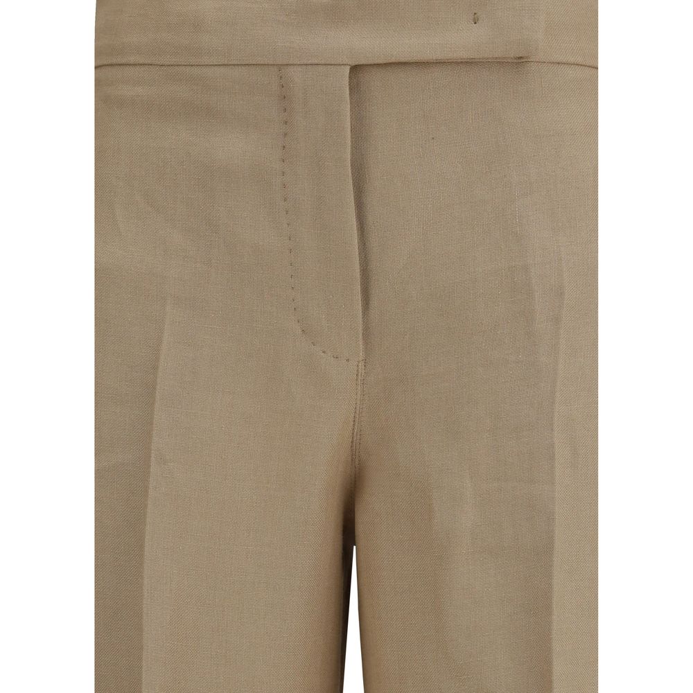 Max Mara Beige Leinen Freizeithose