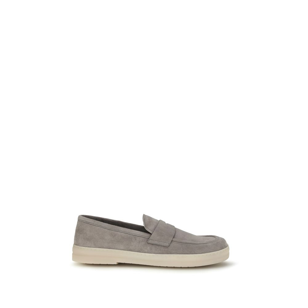 Prada Graue Kalbsleder Bos Taurus Slipper-Loafer