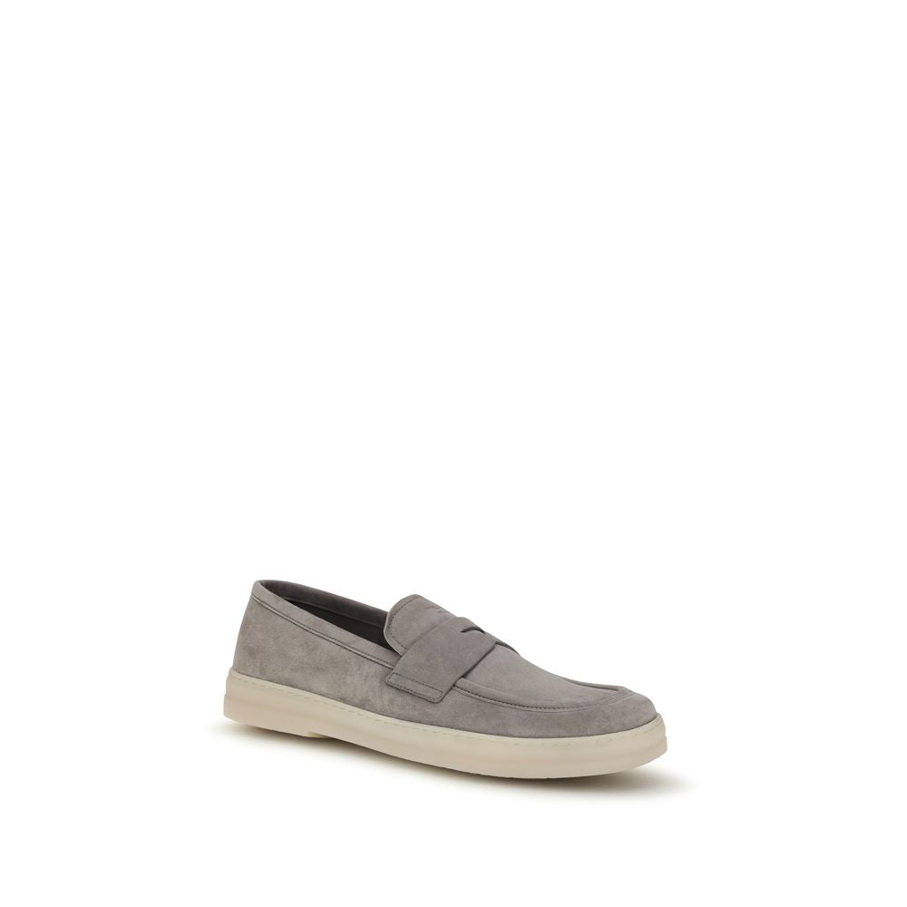 Prada Graue Kalbsleder Bos Taurus Slipper-Loafer