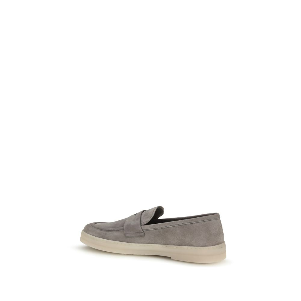 Prada Graue Kalbsleder Bos Taurus Slipper-Loafer