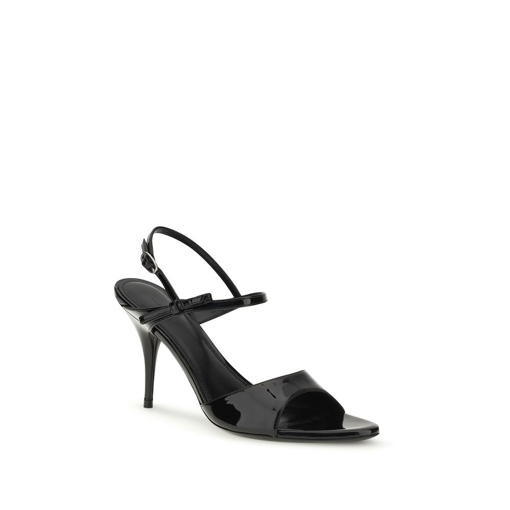 Balenciaga Schwarze Bos Taurus Kalbsleder-Sandalen mit Stilettoabsatz