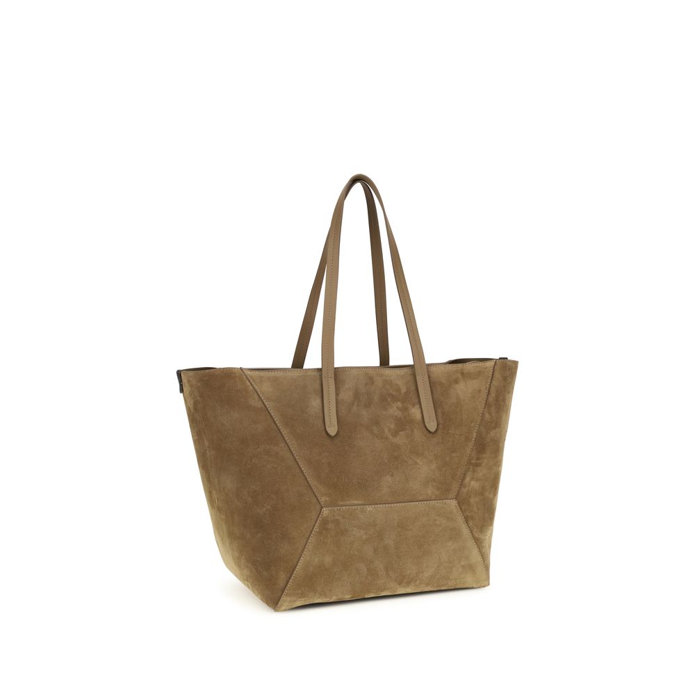 Brunello Cucinelli Beige Kalbsleder Bos Taurus Schultertasche