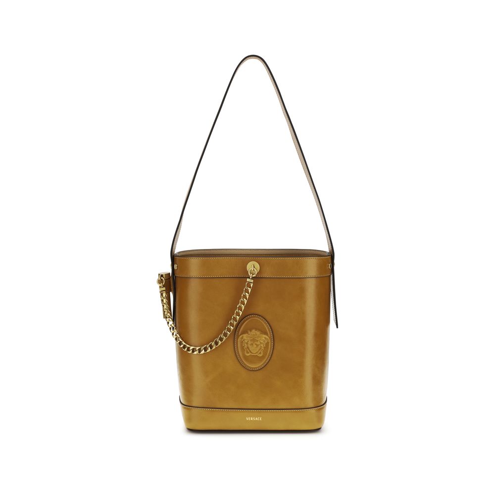 Versace Braune Kalbsleder Bos Taurus Bucket Bag