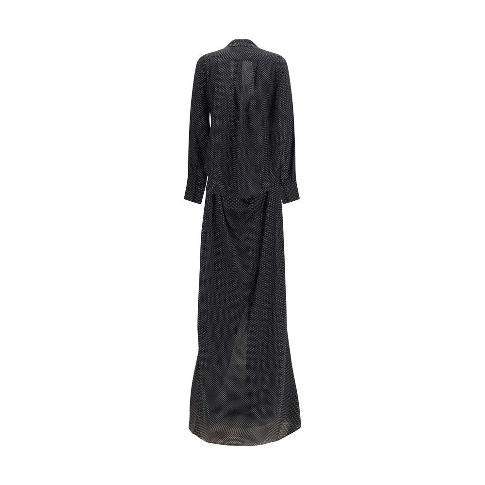 SA SU PHI Schwarzes Seiden-Maxikleid
