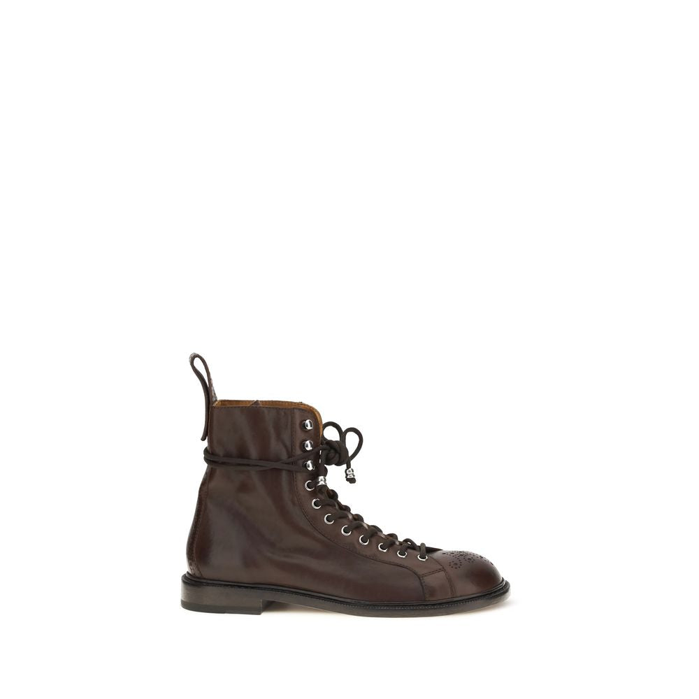 Versace Braune Kalbsleder Bos Taurus Schnürstiefel