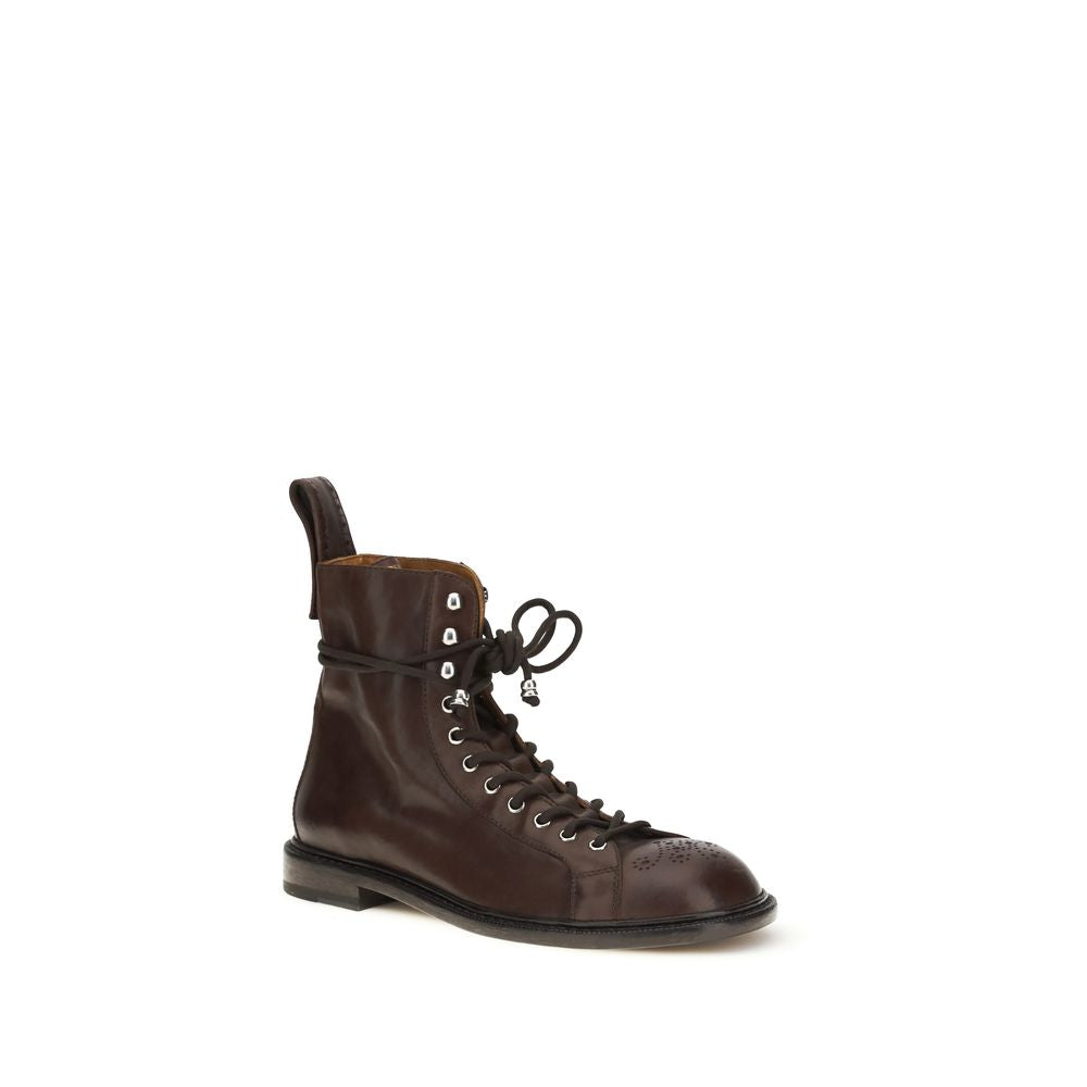 Versace Braune Kalbsleder Bos Taurus Schnürstiefel