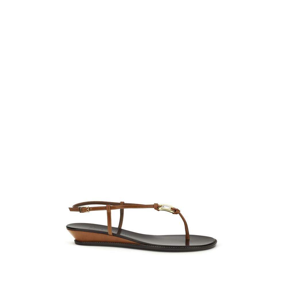 Giuseppe Zanotti Braune Keilabsatz-Sandalen aus Kalbsleder Bos Taurus