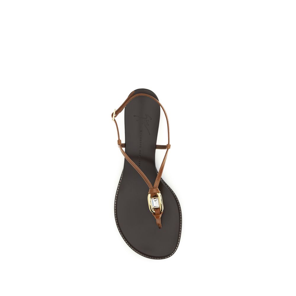 Giuseppe Zanotti Braune Keilabsatz-Sandalen aus Kalbsleder Bos Taurus