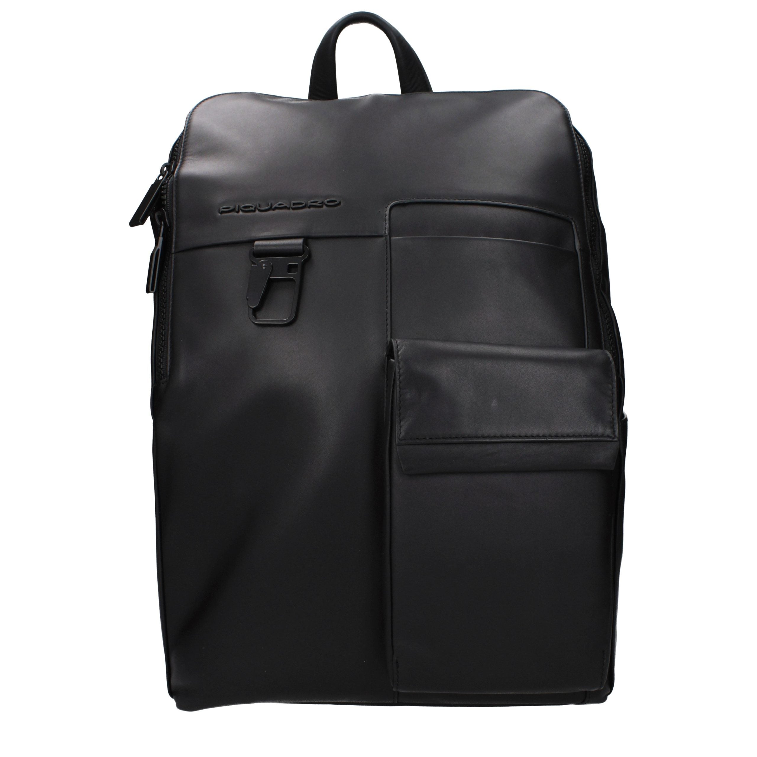 Piquadro Schwarzer Lederrucksack