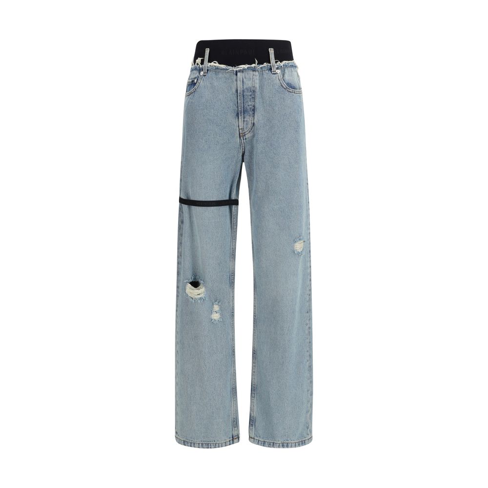 ALAINPAUL Blaue High-Waist Jeans aus Baumwolle