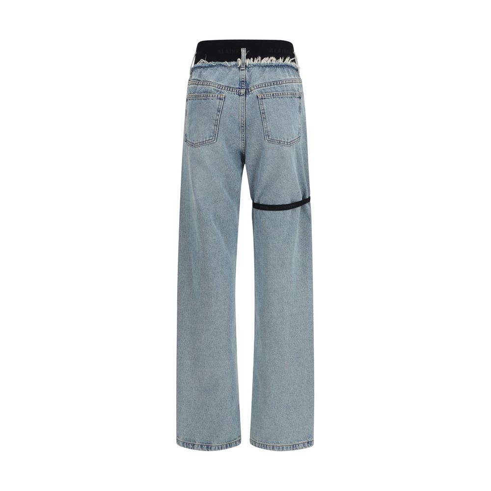 ALAINPAUL Blaue High-Waist Jeans aus Baumwolle