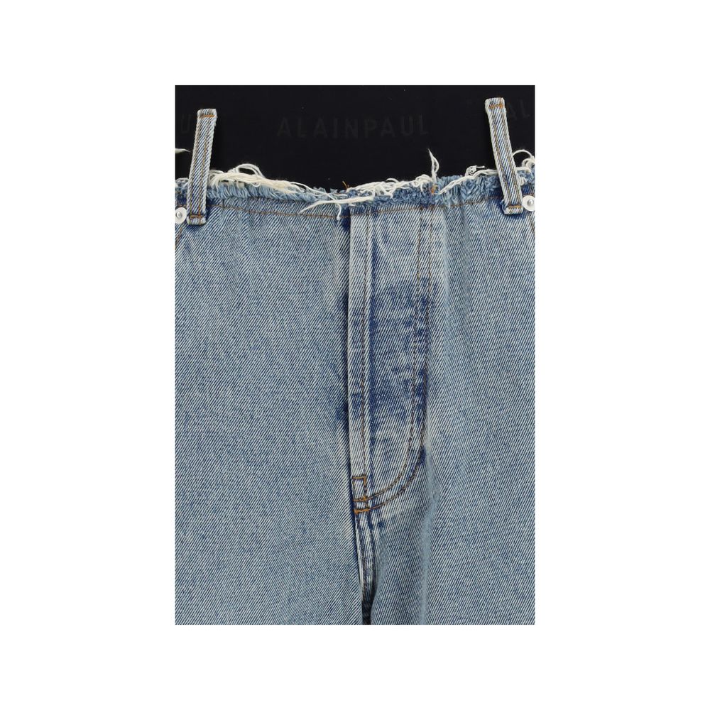 ALAINPAUL Blaue High-Waist Jeans aus Baumwolle