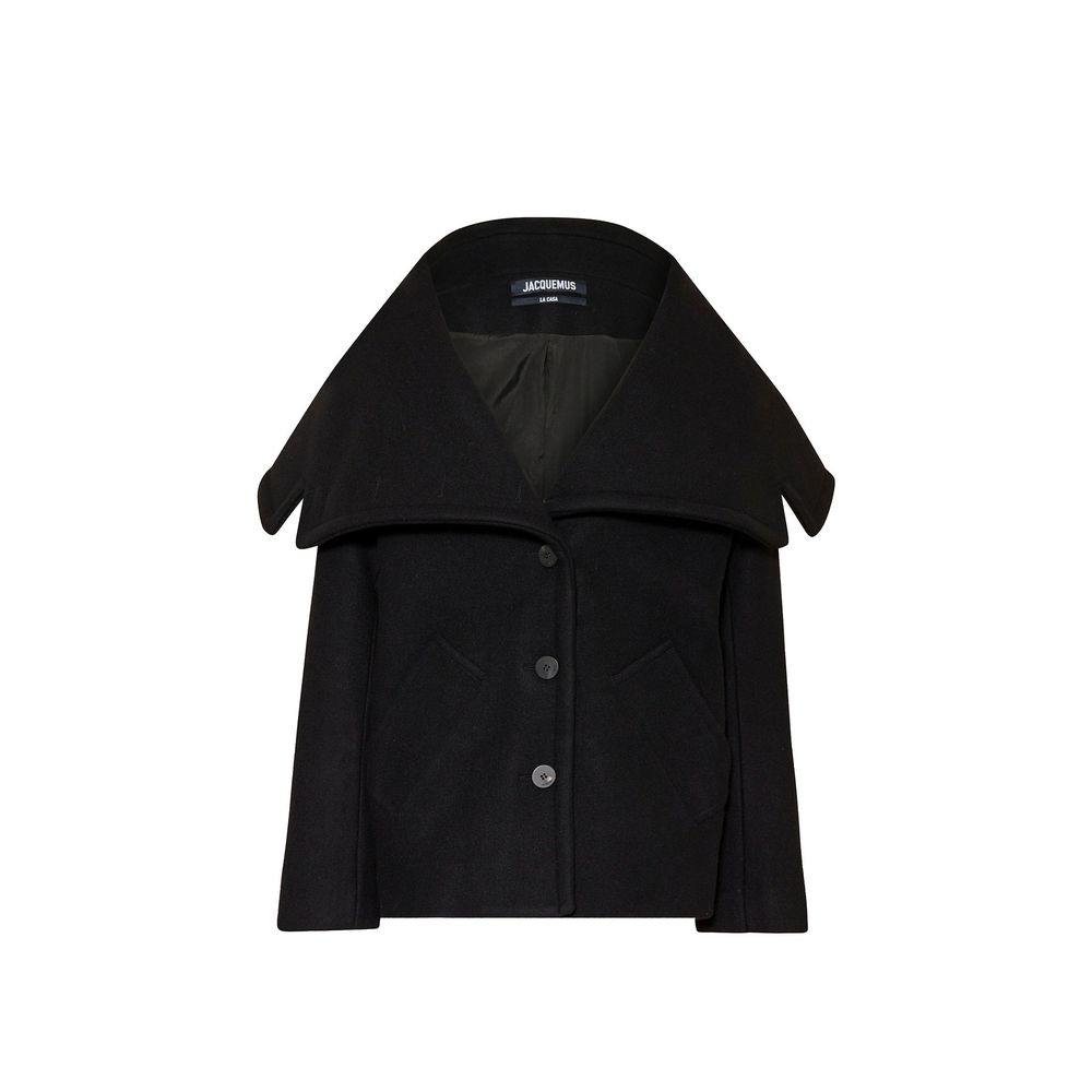 Jacquemus Schwarzer Wollmantel aus reiner Schurwolle