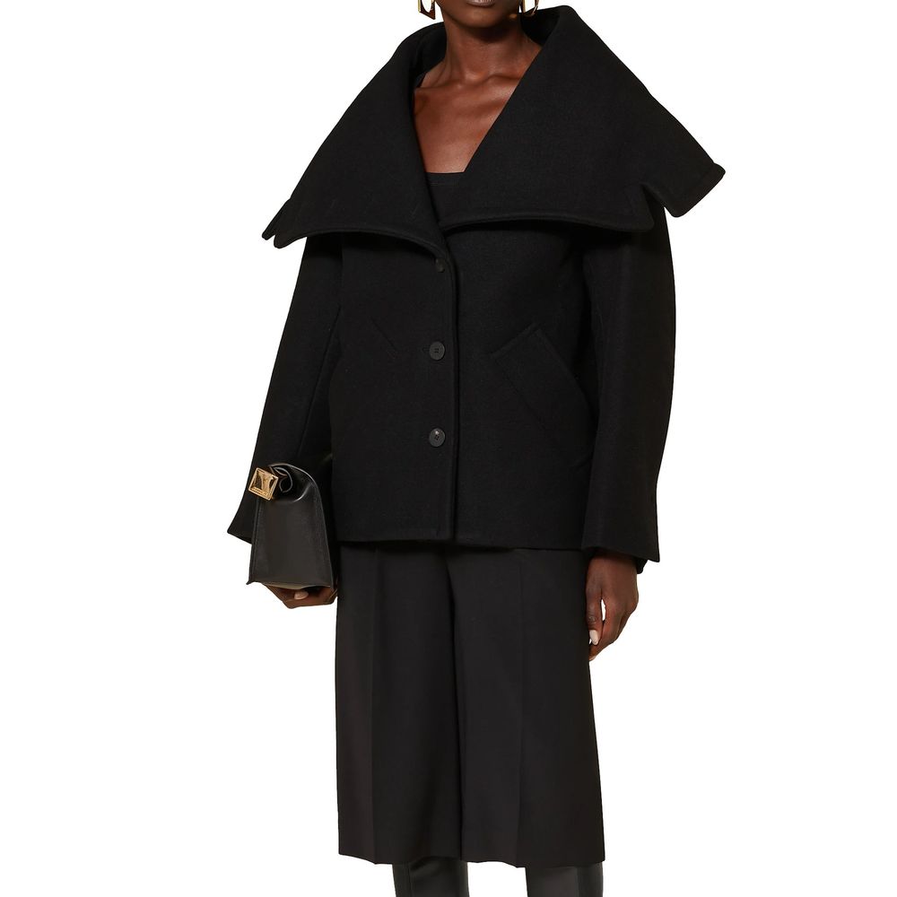 Jacquemus Schwarzer Wollmantel aus reiner Schurwolle