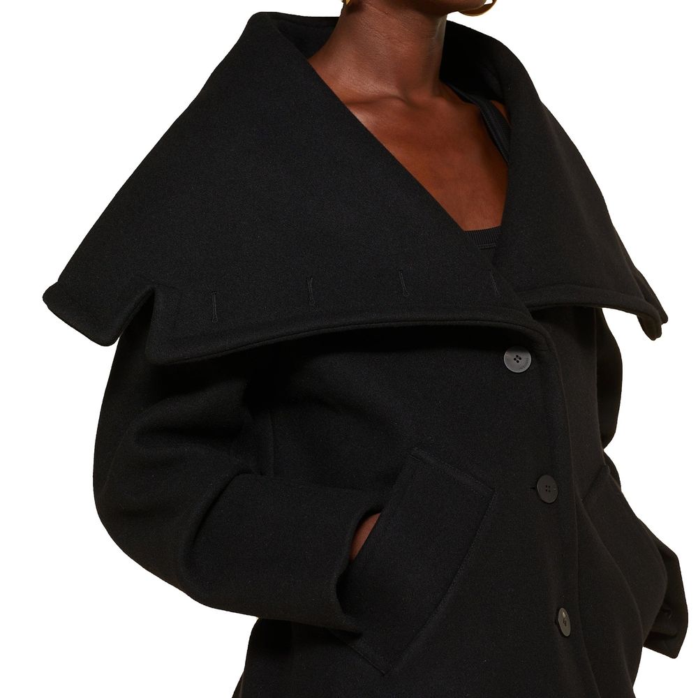 Jacquemus Schwarzer Wollmantel aus reiner Schurwolle