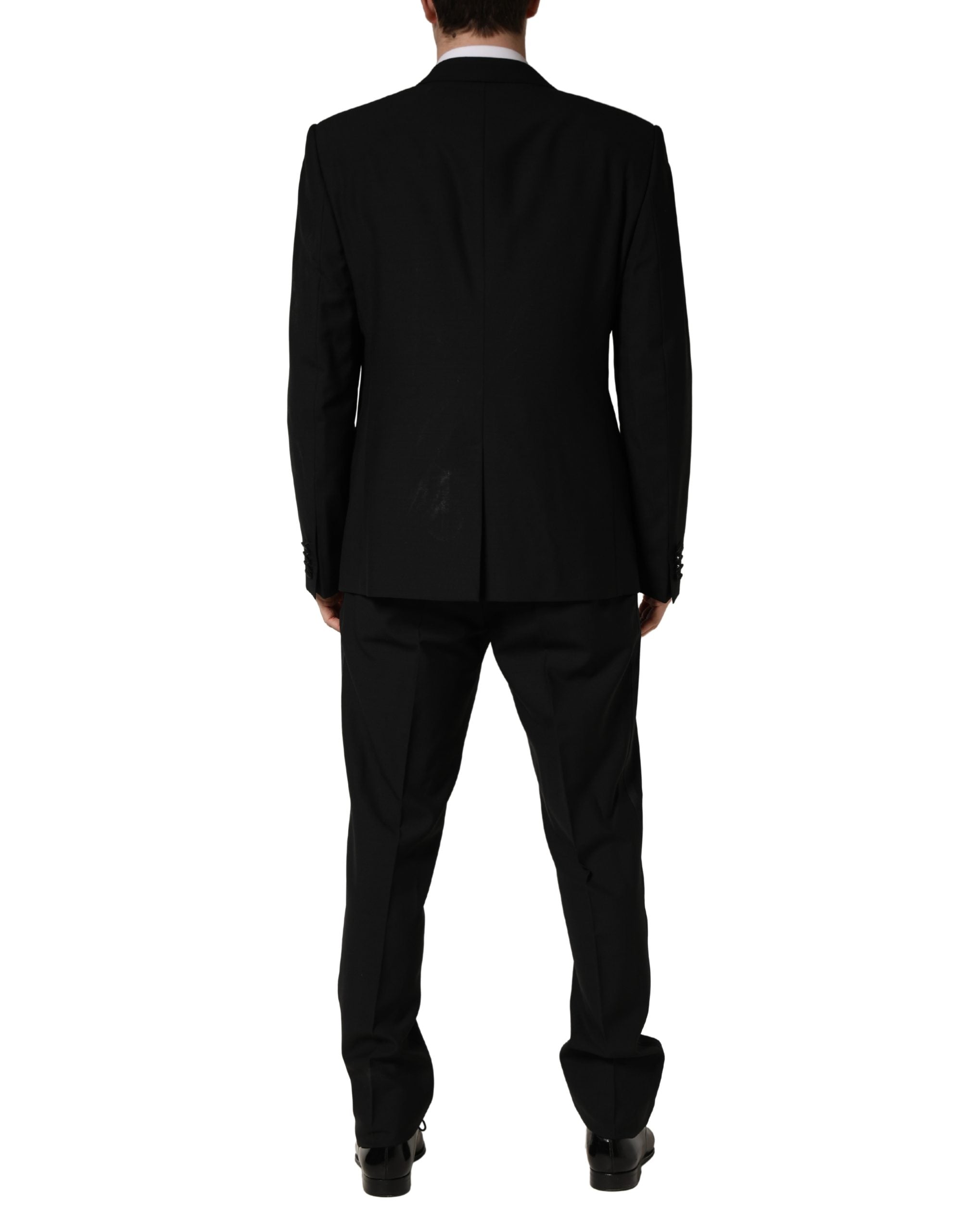 Dolce & Gabbana Schwarzer Wollseide Saxophon Slim Fit 3-teiliger Anzug