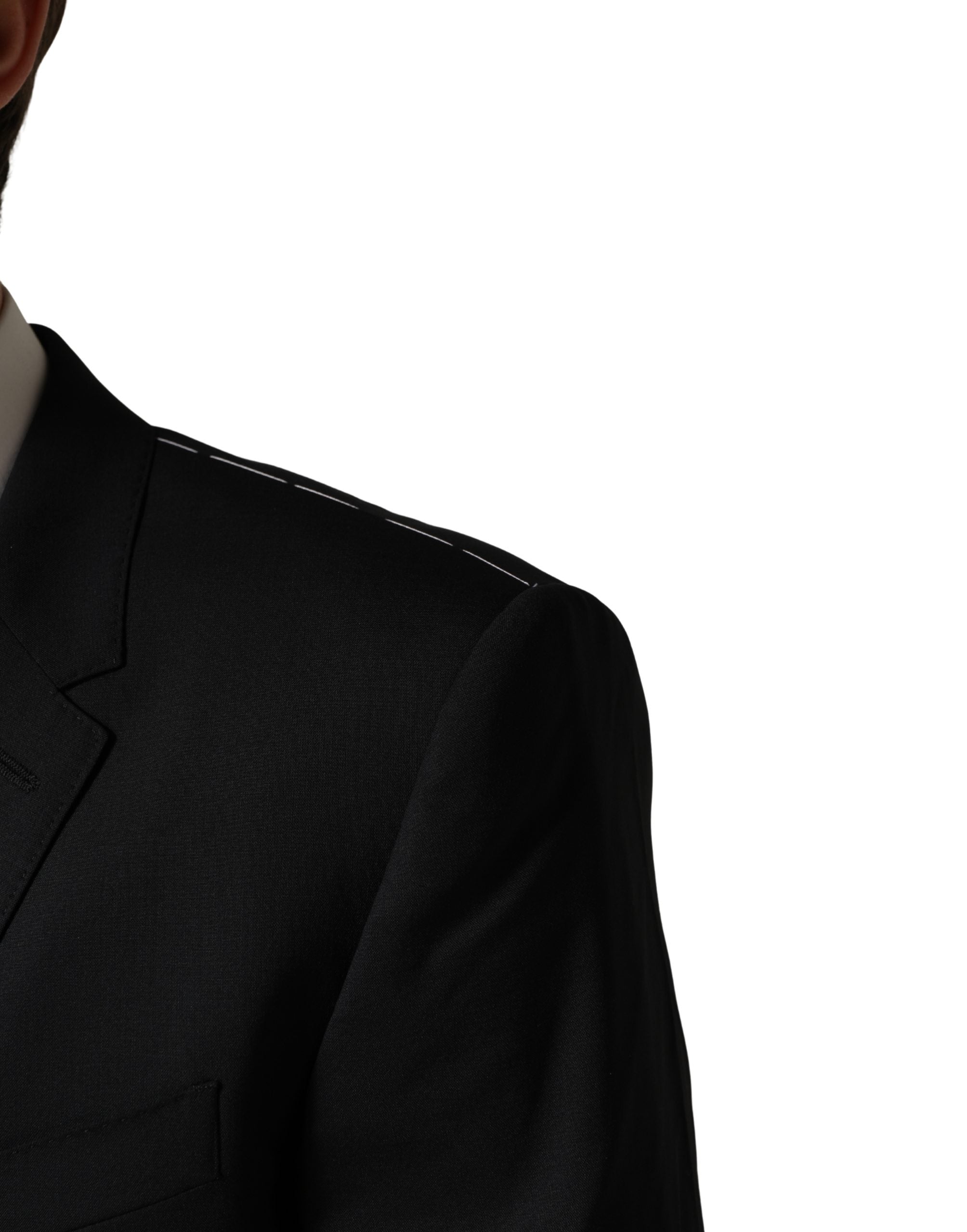 Dolce & Gabbana Schwarzer Woll-Anzug im Slim Fit-Stil, 3-teilig für Herren