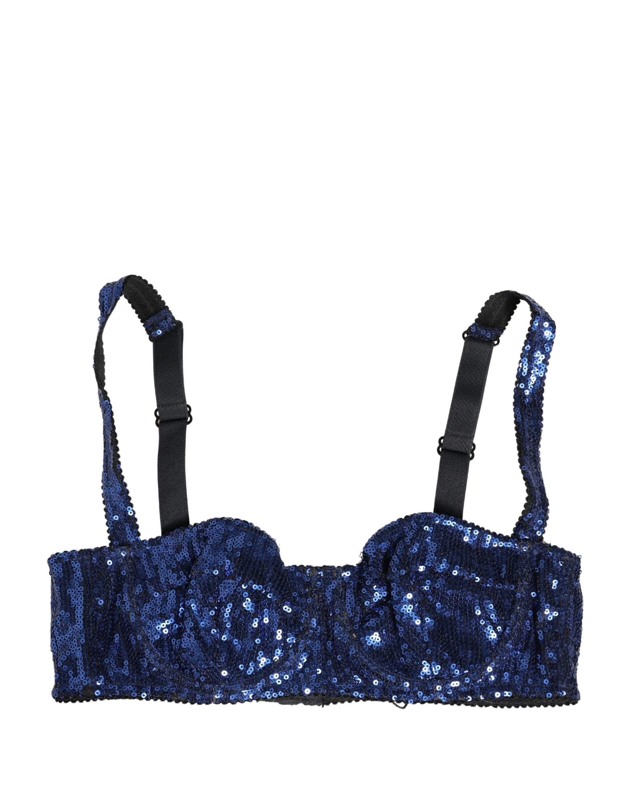 Dolce & Gabbana Blauer BH mit Pailletten aus Nylon, Balconette-Form