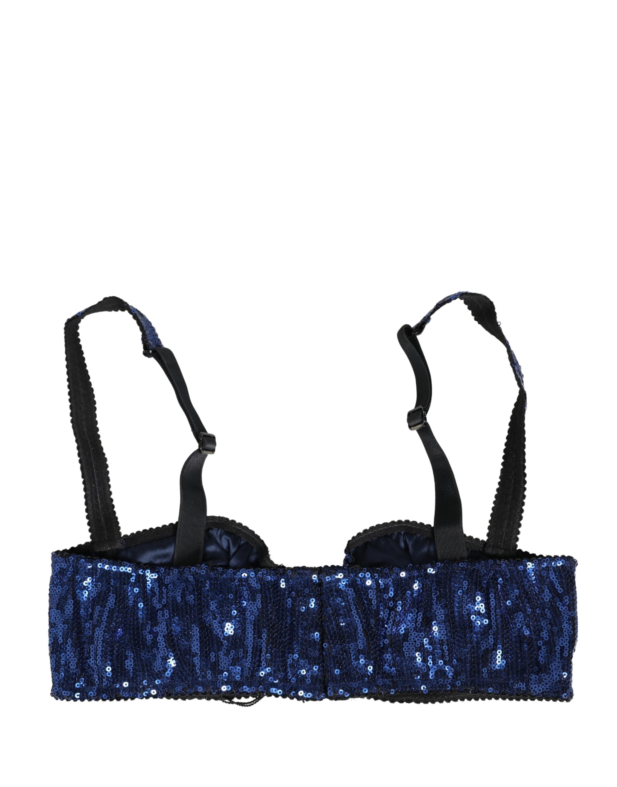 Dolce & Gabbana Blauer BH mit Pailletten aus Nylon, Balconette-Form