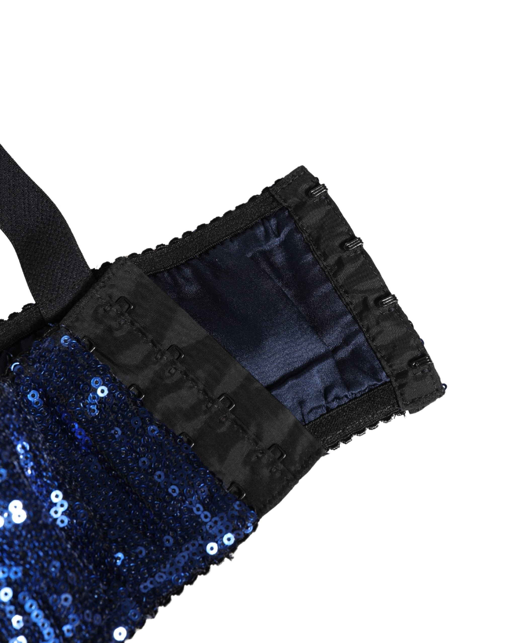 Dolce & Gabbana Blauer BH mit Pailletten aus Nylon, Balconette-Form