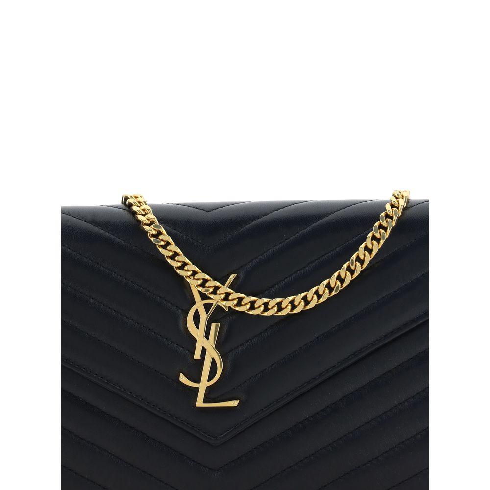 Saint Laurent Schwarze Bos Taurus Kalbsleder Schultertasche