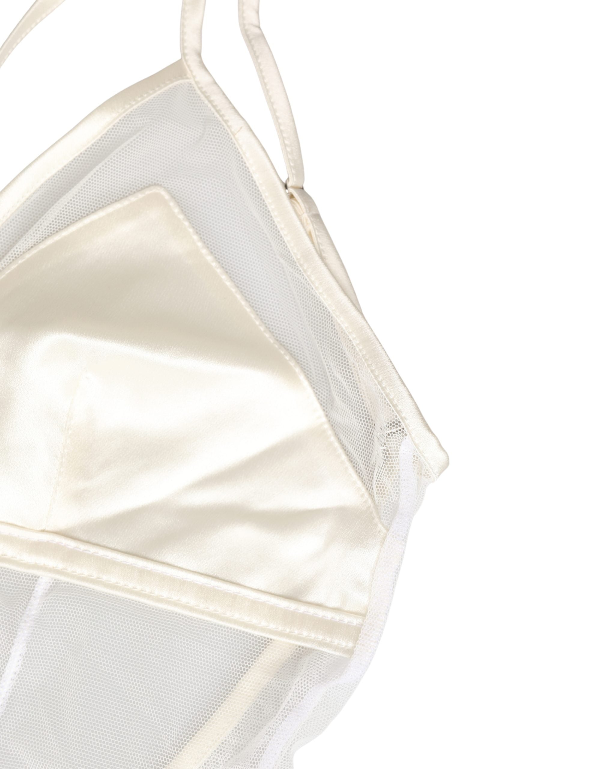 Dolce & Gabbana Weißer transparenter Body aus Nylon mit Neckholder-Trägern