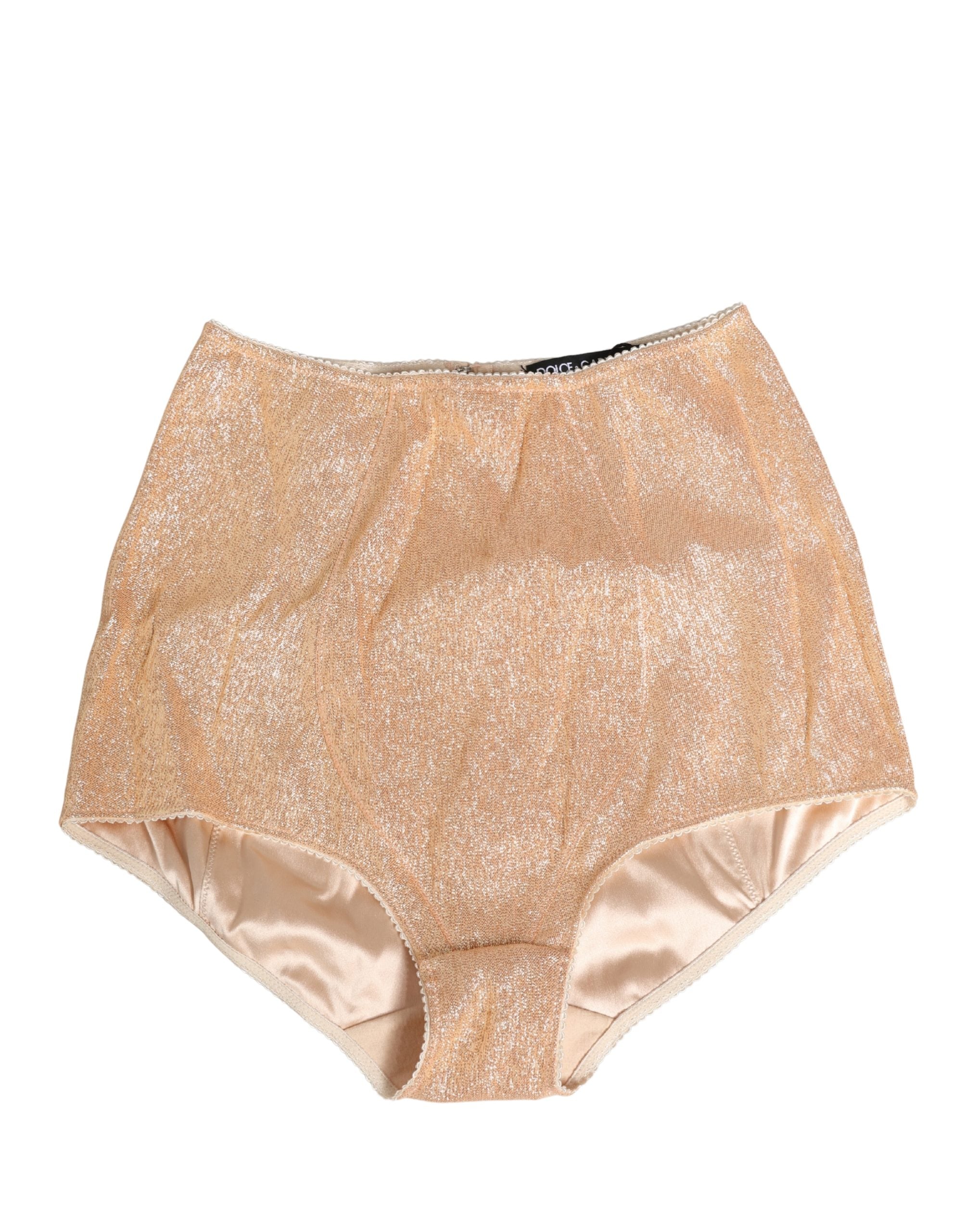 Dolce & Gabbana Beige Seidenmischung High Waist Miederhose Unterwäsche