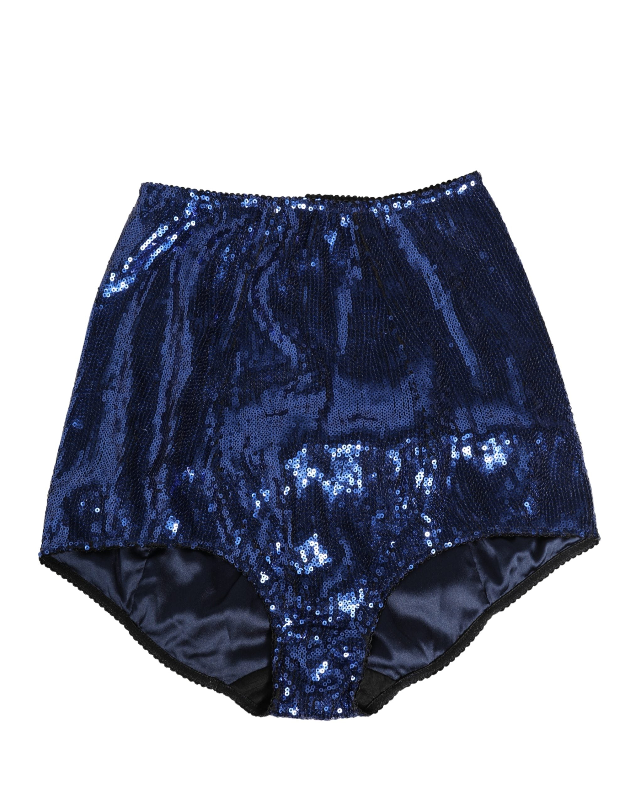 Dolce & Gabbana Blaue High-Waist-Gürtel-Panty mit Pailletten