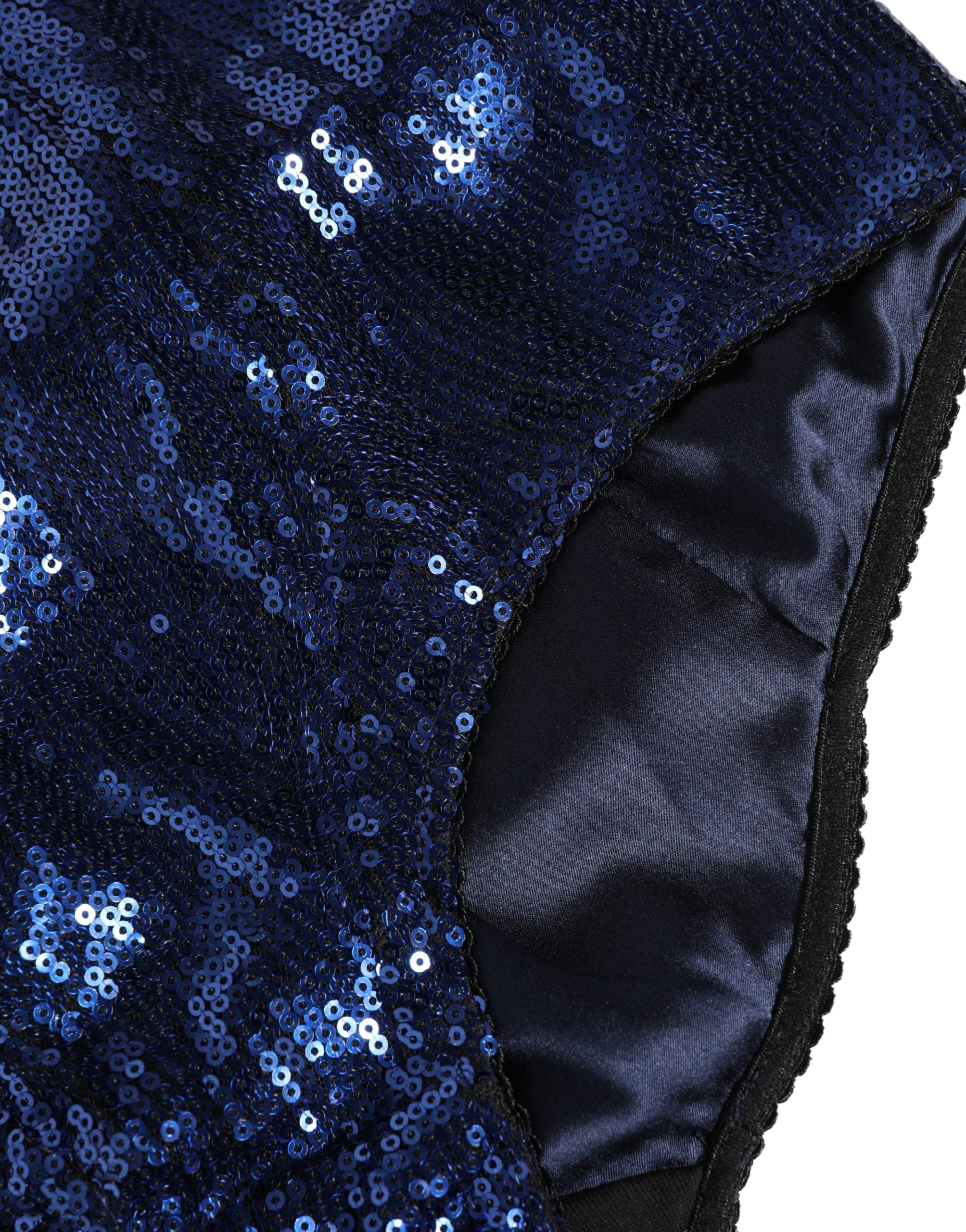 Dolce & Gabbana Blaue High-Waist-Gürtel-Panty mit Pailletten