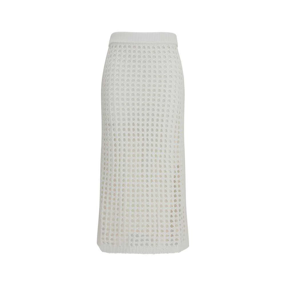 Max Mara Pure Weißrock aus Baumwolle in Midi-Länge