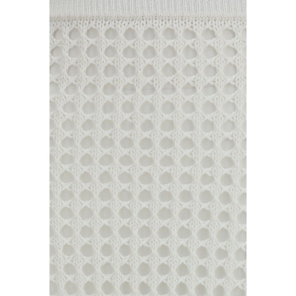 Max Mara Pure Weißrock aus Baumwolle in Midi-Länge