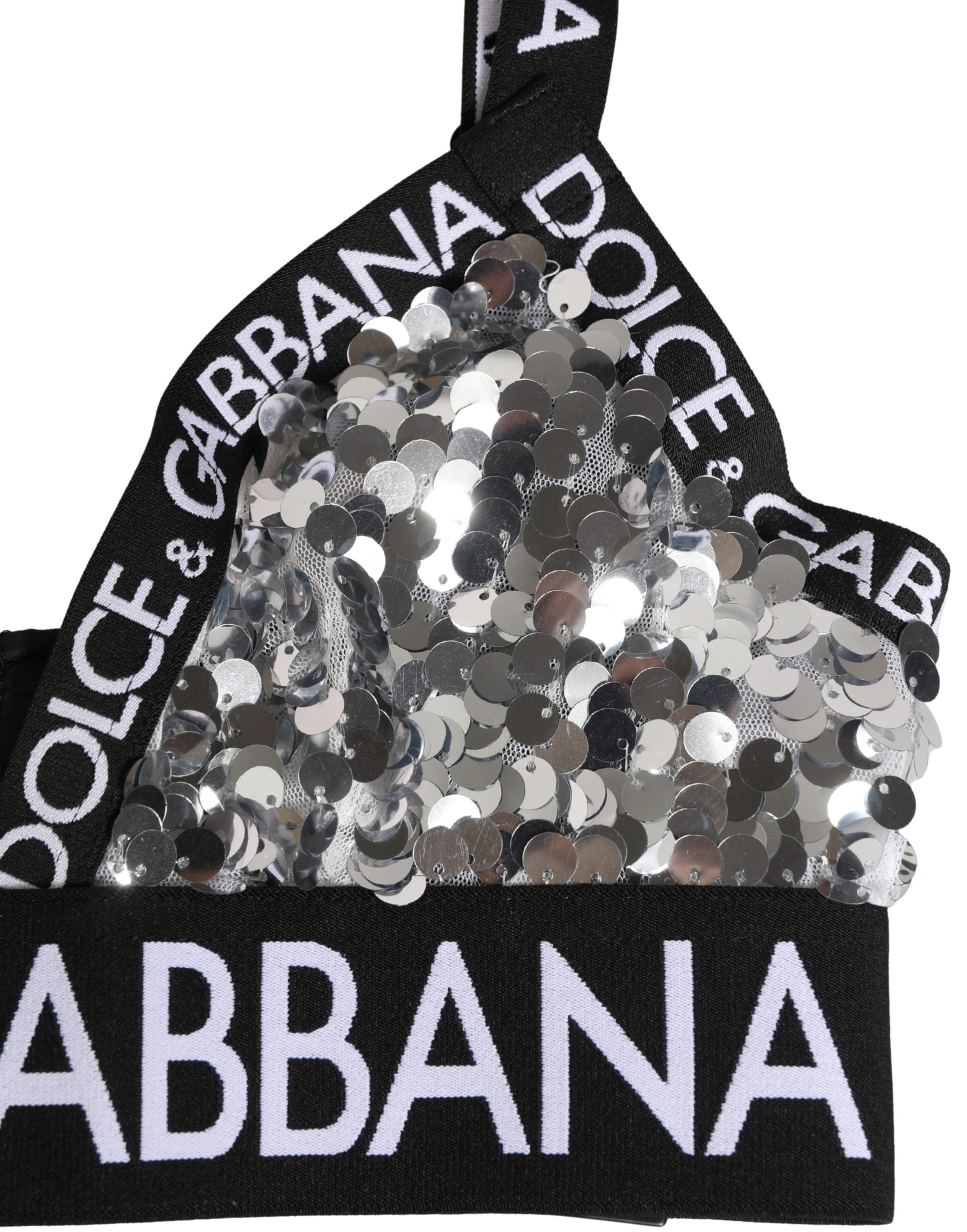 Dolce & Gabbana BH mit silbernen Pailletten, Dreiecksform, Soft Cup