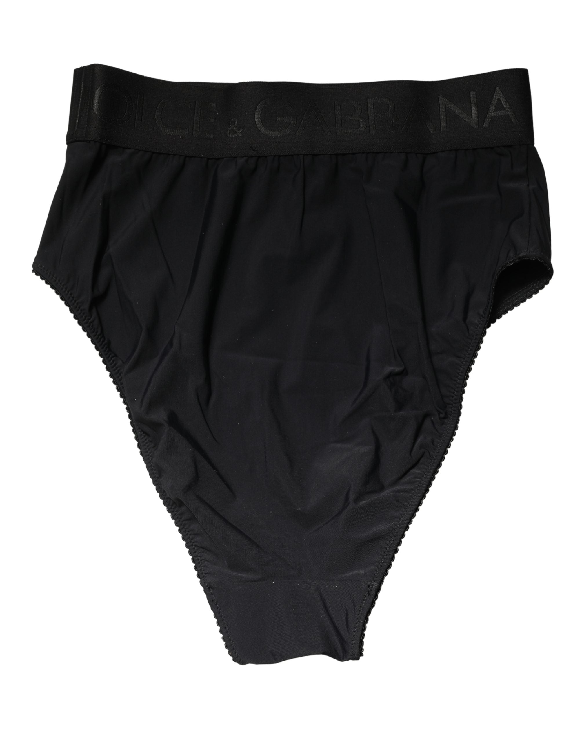 Dolce & Gabbana Schwarzer High-Waist-Slip mit Logo-Bund